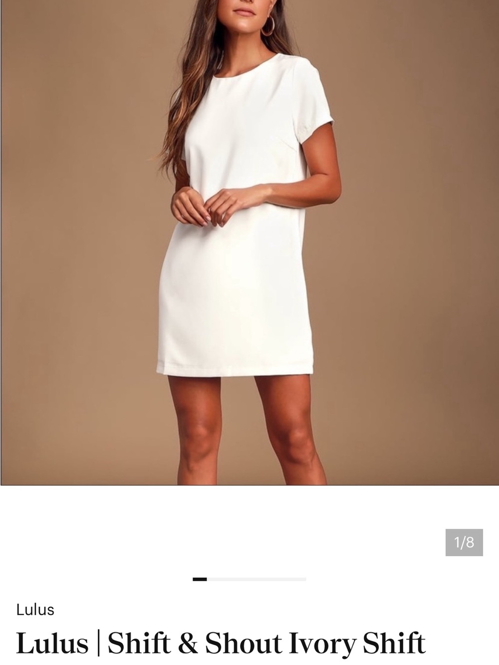 Lulu's Ivory Short Sleeve Shift Mini Dress Size Small
